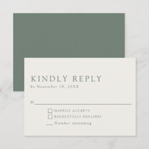 Minimalist Elegant Simple & Clean Kindly Reply RSVP Card