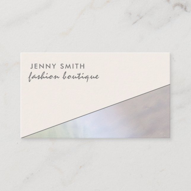 Minimalist elegant simple hologram iridescent business card (Front)