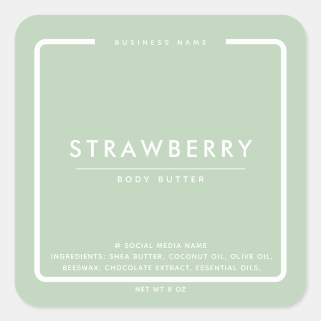 Minimalist elegant simple modern wraparound  square sticker (Front)