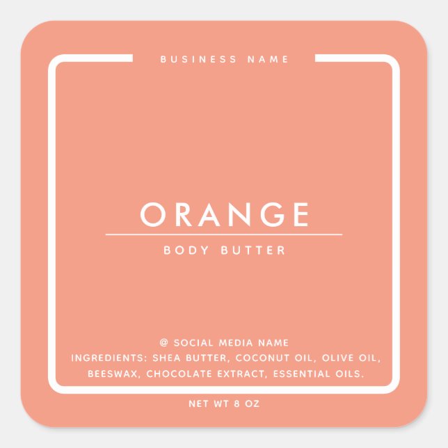 Minimalist elegant simple modern wraparound  square sticker (Front)