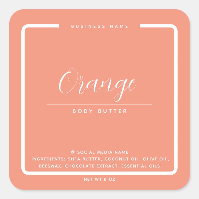 Minimalist elegant simple modern wraparound  square sticker (Front)