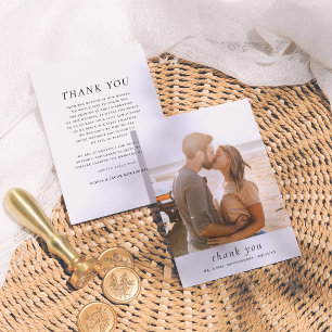 Minimalist & Elegant Simple Photo Wedding Thank You Card