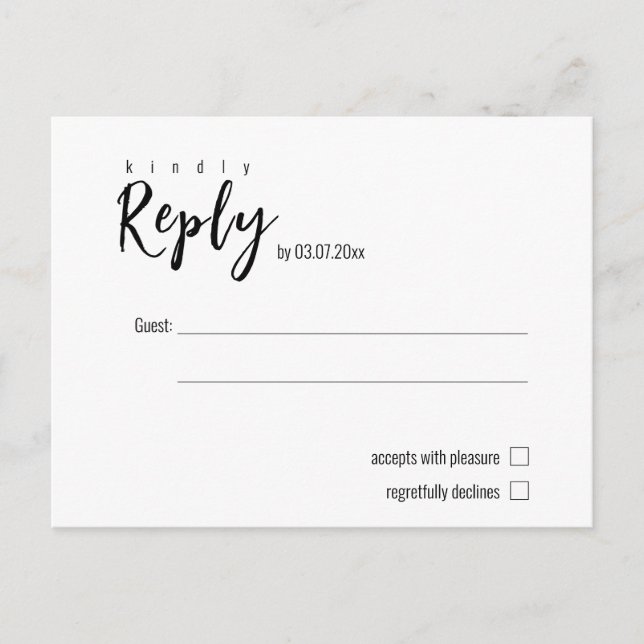 💍 Minimalist Elegant simple RSVP  Postcard (Front)