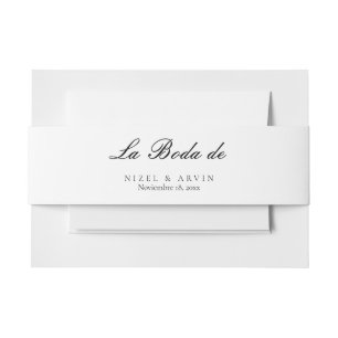 Minimalist Elegant Simple Spanish Wedding Boda Invitation Belly Band