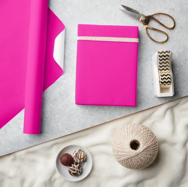 Minimalist Elegant Solid Neon Pink Plain Wrapping Paper (Crafts)