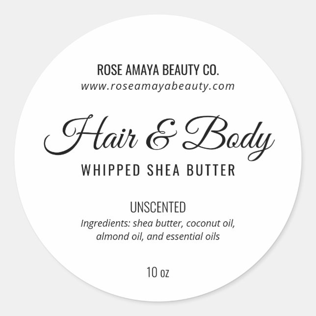 Minimalist Elegant Spa Beauty Product Label (Front)