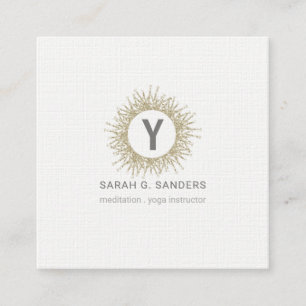 Minimalist Elegant Sparkly Burst Yoga MODERN Square Business Card