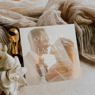Minimalist Elegant Square Photo Wedding  Invitation