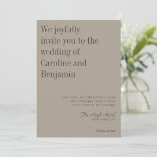 Minimalist Elegant Taupe and Grey Modern Wedding Invitation