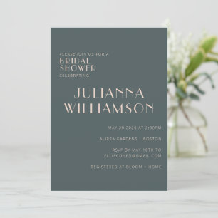 Minimalist Elegant Teal and Blush Bridal Shower Invitation