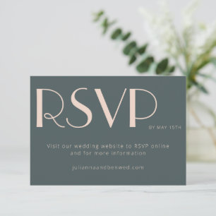 Minimalist Elegant Teal Blush Wedding Online  RSVP Card
