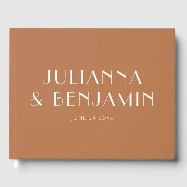 Minimalist Elegant Terracotta Custom Wedding Guest Book (Front)