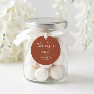 Minimalist Elegant Terracotta Thank You Wedding Classic Round Sticker