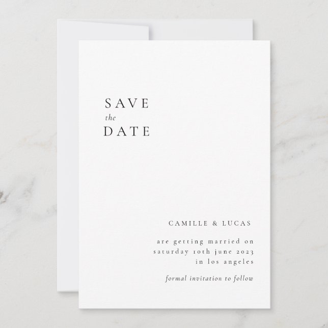 Minimalist Elegant Text and Photo | Save the date Invitation (Front)