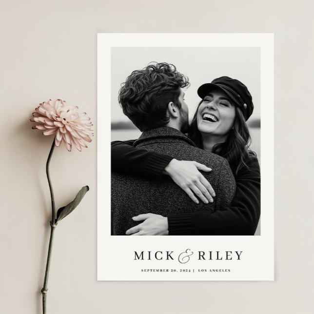 Minimalist Elegant Text and Photo Wedding Save The Date (Creator Uploaded)