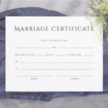 Minimalist Elegant Text Marriage Certificate