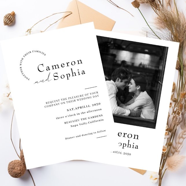 Minimalist Elegant Text Wedding Photo black white Save The Date (Creator Uploaded)