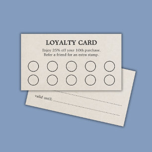 Minimalist Elegant Texture Beige Black Salon Loyalty Card