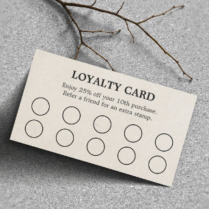 Minimalist Elegant Texture Beige Black Salon Loyalty Card
