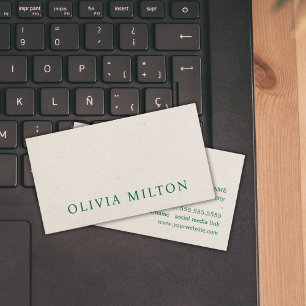 Minimalist Elegant Texture Beige Green Bold Business Card