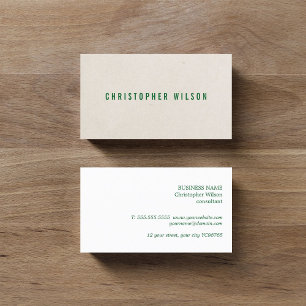Minimalist Elegant Texture Beige Green Consultant Business Card