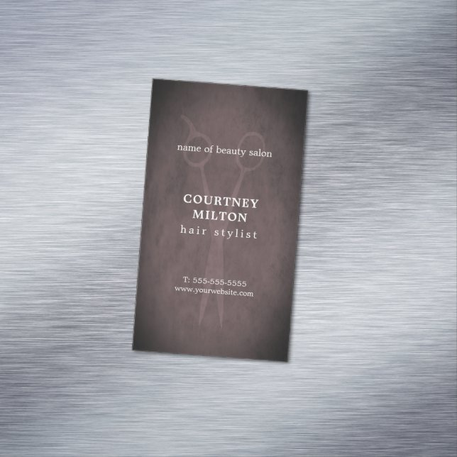Minimalist Elegant Texture  Hair Stylist Magnetic Business Card (In Situ)