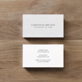 Minimalist Elegant Texture White Attorney at Law Business Card