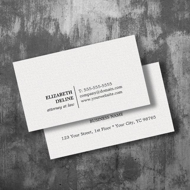 Minimalist Elegant Texture White Attorney at law Business Card (Creator Uploaded)