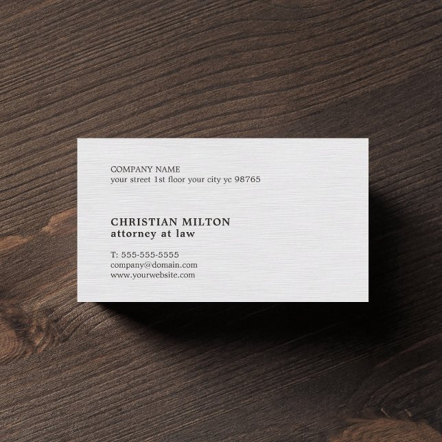 Minimalist Elegant Texture White Attorney Business Card (Creator Uploaded)