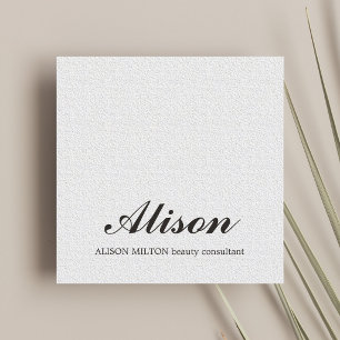 Minimalist Elegant Texture White Beauty Consultant Square Business Card