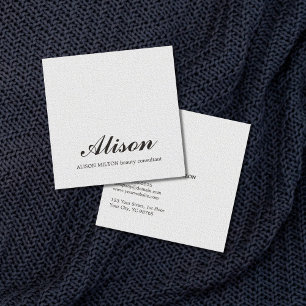 Minimalist Elegant Texture White Beauty Consultant Square Business Card