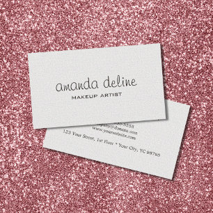 Minimalist Elegant Texture White Makeup Artist Business Card