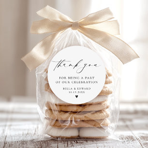 Minimalist Elegant Thank You Wedding Classic Round Sticker