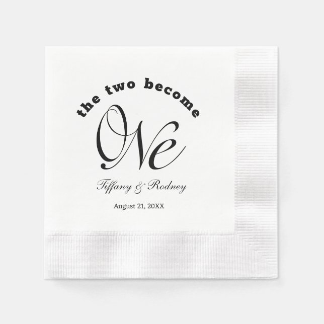 Minimalist Elegant The Two Become One Wedding Napkin (Front)