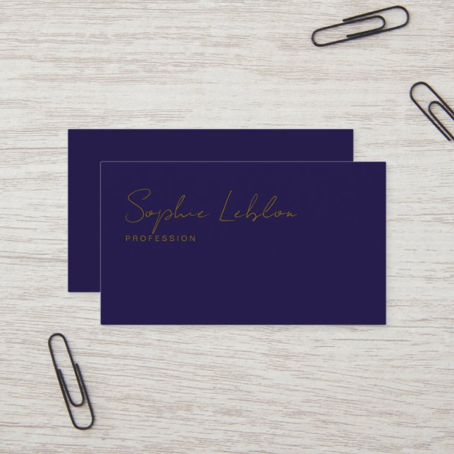 Minimalist Elegant Thin Signature DarkBlue Business Card (Front/Back In Situ)