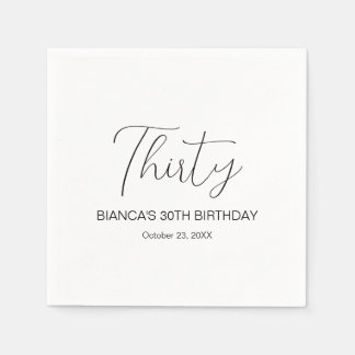 Minimalist Elegant Thirty 30th Birthday Napkin