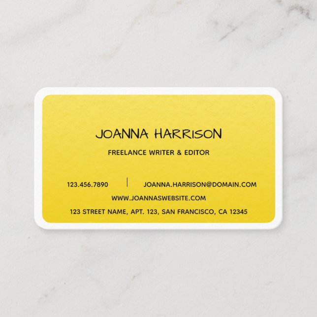 Minimalist Elegant Trendy Gold Foil Writer Editor Business Card (Front)