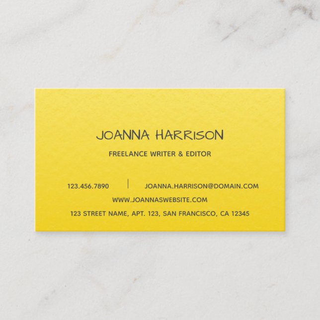 Minimalist Elegant Trendy Gold Foil Writer Editor Business Card (Front)
