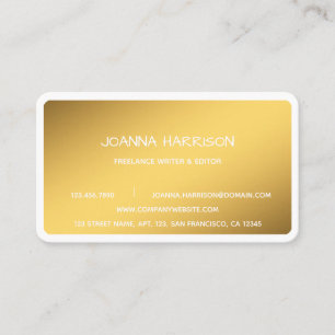 Minimalist Elegant Trendy Gold Writer Editor Business Card