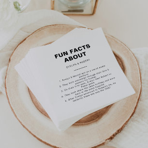 Minimalist Elegant Trivia Fun Facts Wedding Napkin