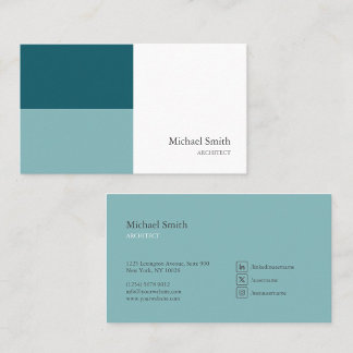 minimalist elegant turquoise geometric blocks business card