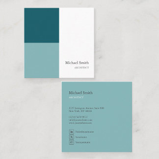 minimalist elegant turquoise geometric blocks square business card