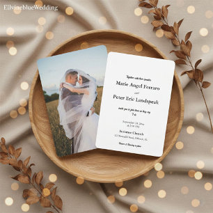 Minimalist Elegant Typography Photo Back Wedding Invitation