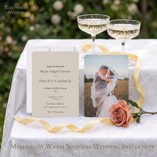Minimalist Elegant Typography Warm Neutral Photo Invitation