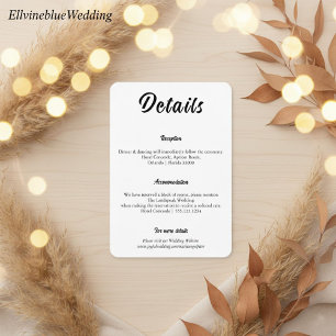 Minimalist Elegant Typography Wedding Details Enclosure Card
