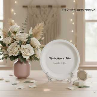 Minimalist Elegant Typography Wedding Paper Plate
