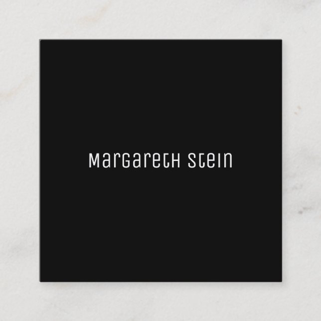 minimalist elegant unica one font style black square business card (Front)
