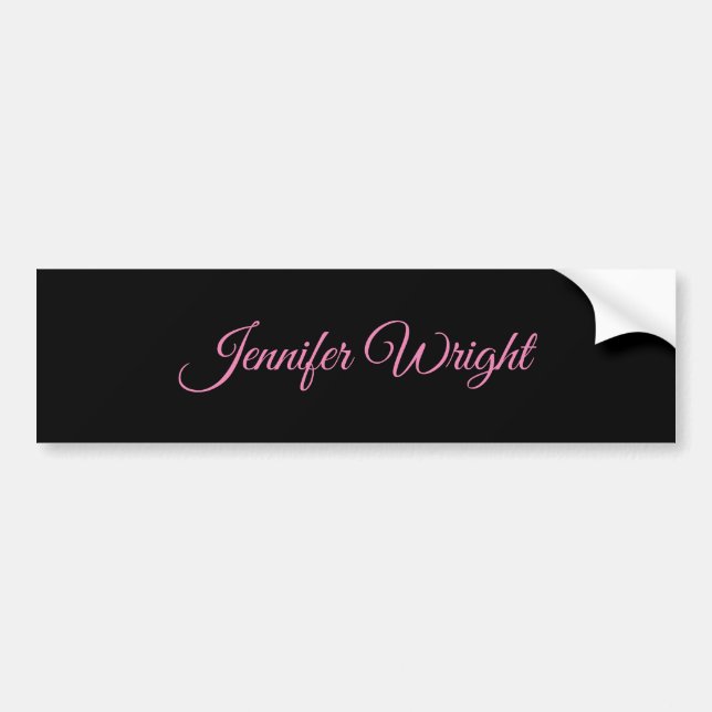 Minimalist elegant unique modern plain black pink bumper sticker (Front)