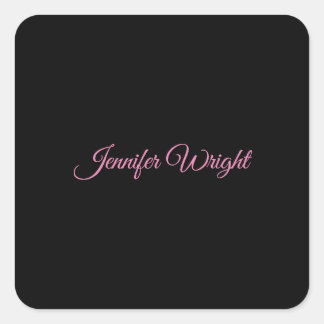 Minimalist elegant unique modern plain black pink square sticker
