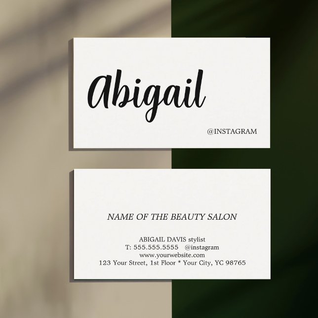 Minimalist Elegant Warm White Black Bold Beauty Business Card (Creator Uploaded)